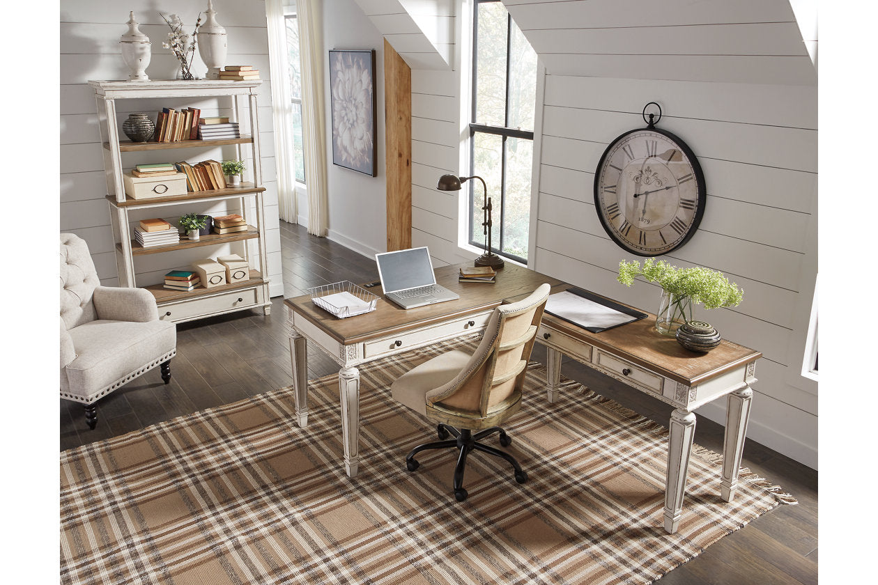 Realyn White/Brown 2-Piece Home Office Desk - SET | H743-34 | H743-34R - Luna Furniture - Dallas Store