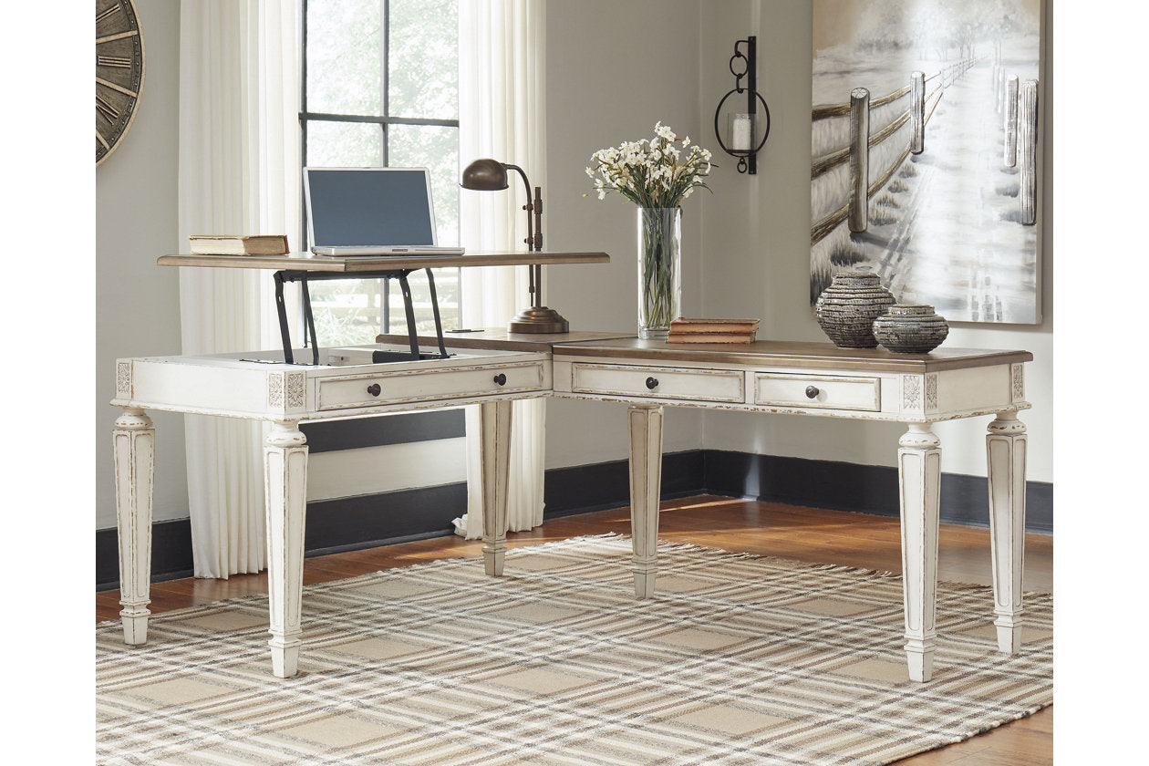 Realyn White/Brown 2-Piece Home Office Lift Top Desk - SET | H743-34R | H743-134 - Luna Furniture - Dallas Store