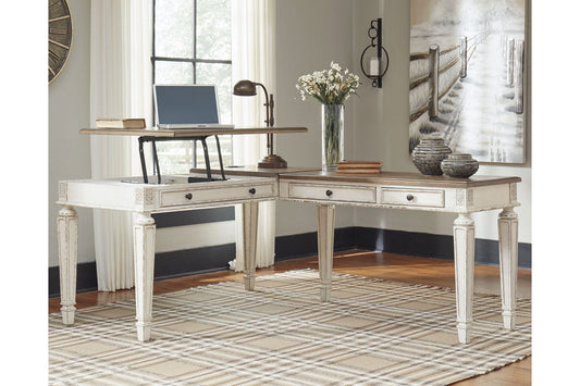 Realyn White/Brown 2-Piece Home Office Lift Top Desk - SET | H743-34R | H743-134 - Luna Furniture - Dallas Store