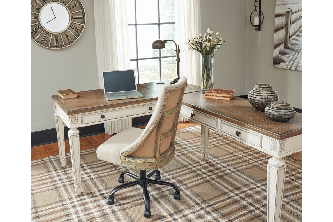 Realyn White/Brown 2-Piece Home Office Lift Top Desk - SET | H743-34R | H743-134 - Luna Furniture - Dallas Store