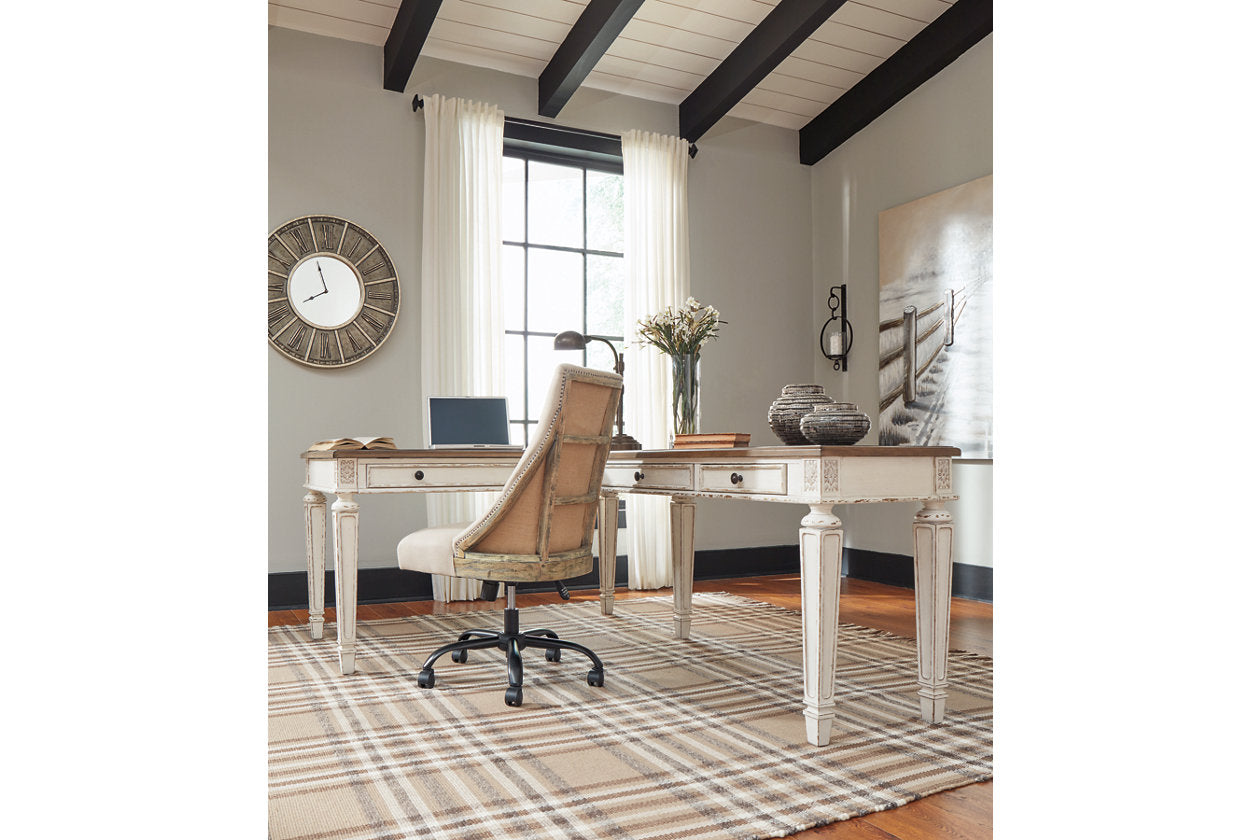 Realyn White/Brown 2-Piece Home Office Lift Top Desk - SET | H743-34R | H743-134 - Luna Furniture - Dallas Store