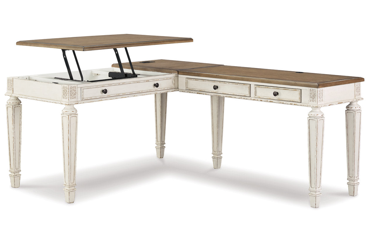 Realyn White/Brown 2-Piece Home Office Lift Top Desk - SET | H743-34R | H743-134 - Luna Furniture - Dallas Store