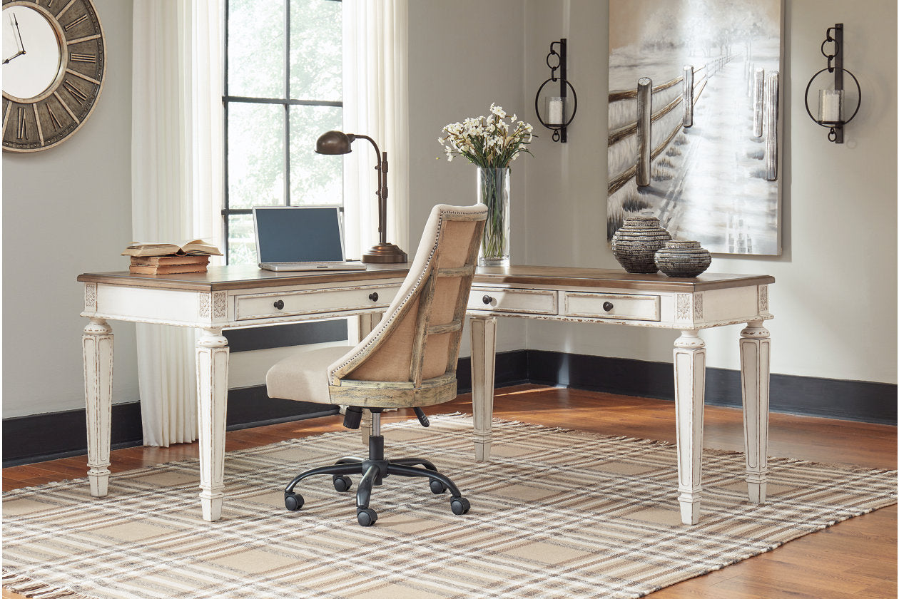 Realyn White/Brown 2-Piece Home Office Lift Top Desk - SET | H743-34R | H743-134 - Luna Furniture - Dallas Store