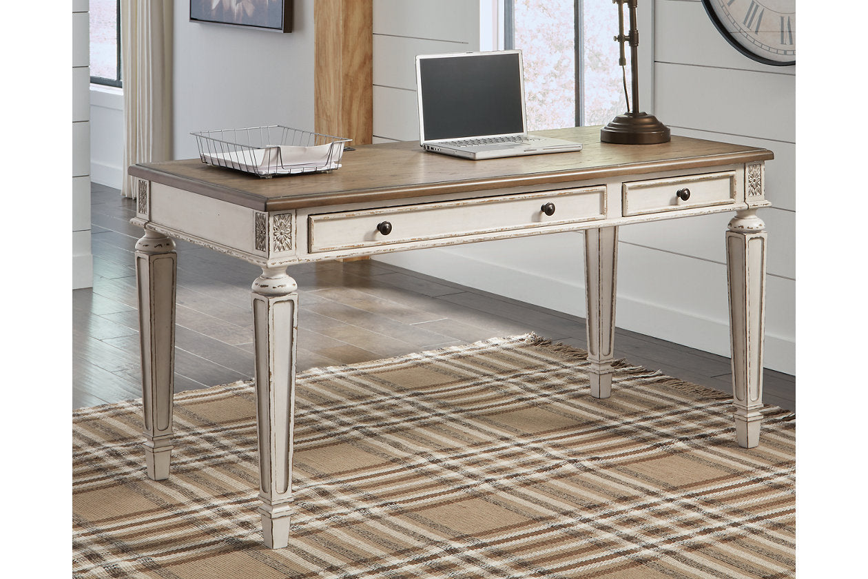 Realyn White/Brown 60" Home Office Desk - H743-34 - Luna Furniture - Dallas Store