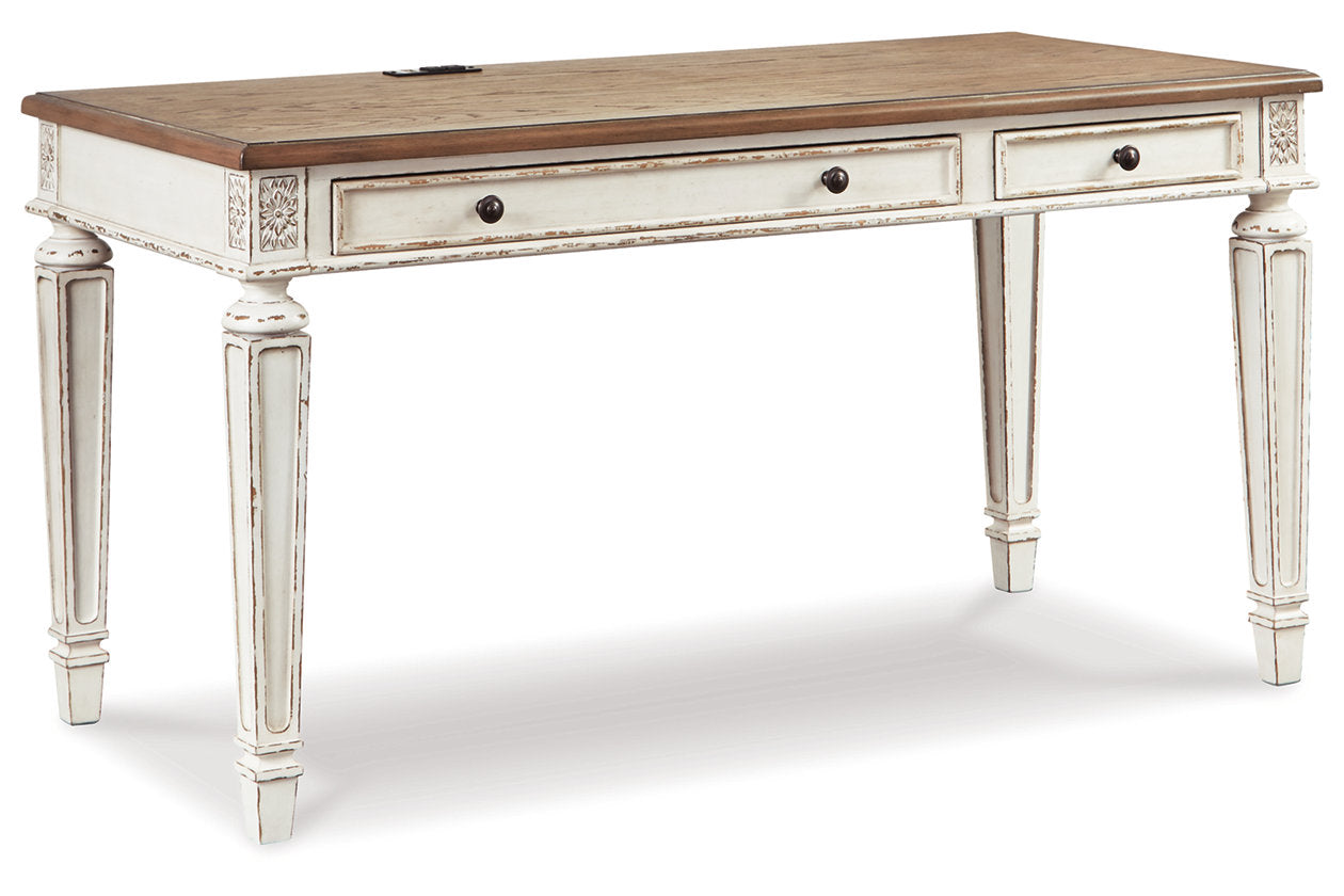 Realyn White/Brown 60" Home Office Desk - H743-34 - Luna Furniture - Dallas Store