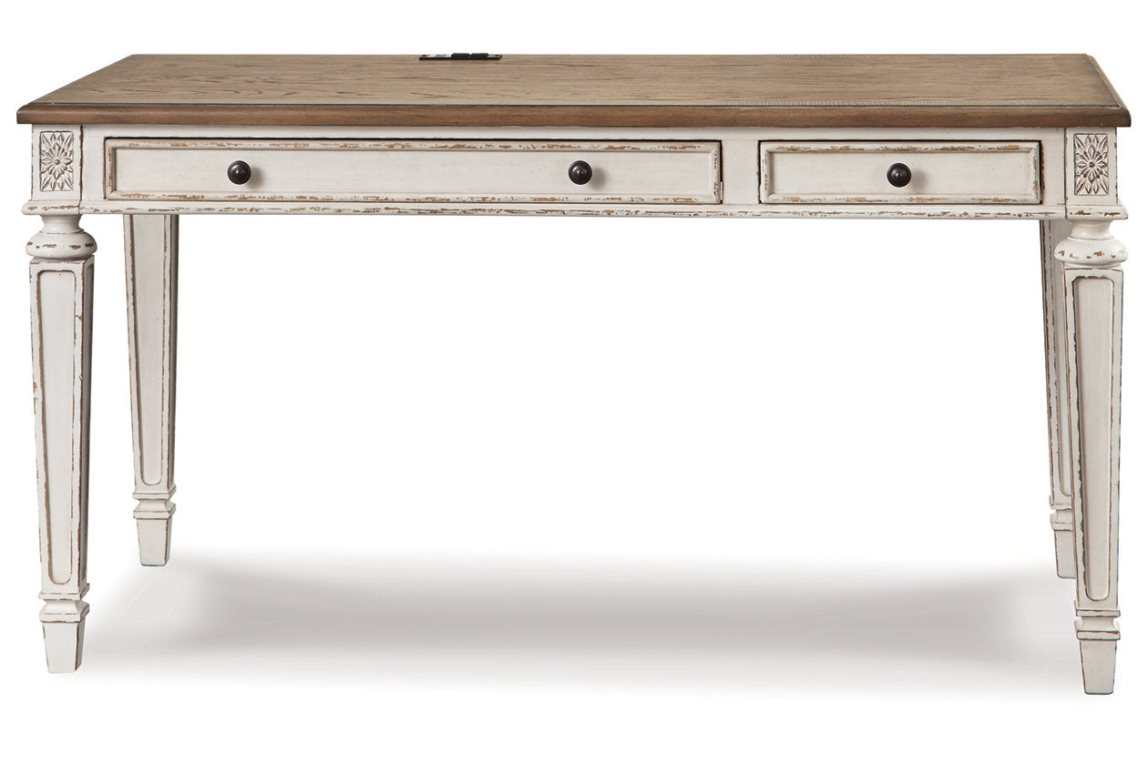 Realyn White/Brown 60" Home Office Desk - H743-34 - Luna Furniture - Dallas Store