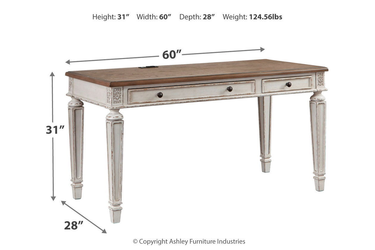 Realyn White/Brown 60" Home Office Desk - H743-34 - Luna Furniture - Dallas Store