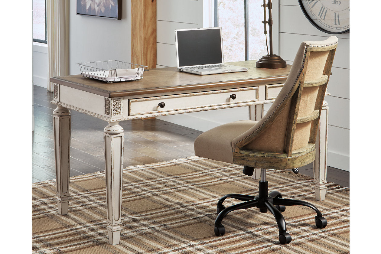 Realyn White/Brown 60" Home Office Desk - H743-34 - Luna Furniture - Dallas Store