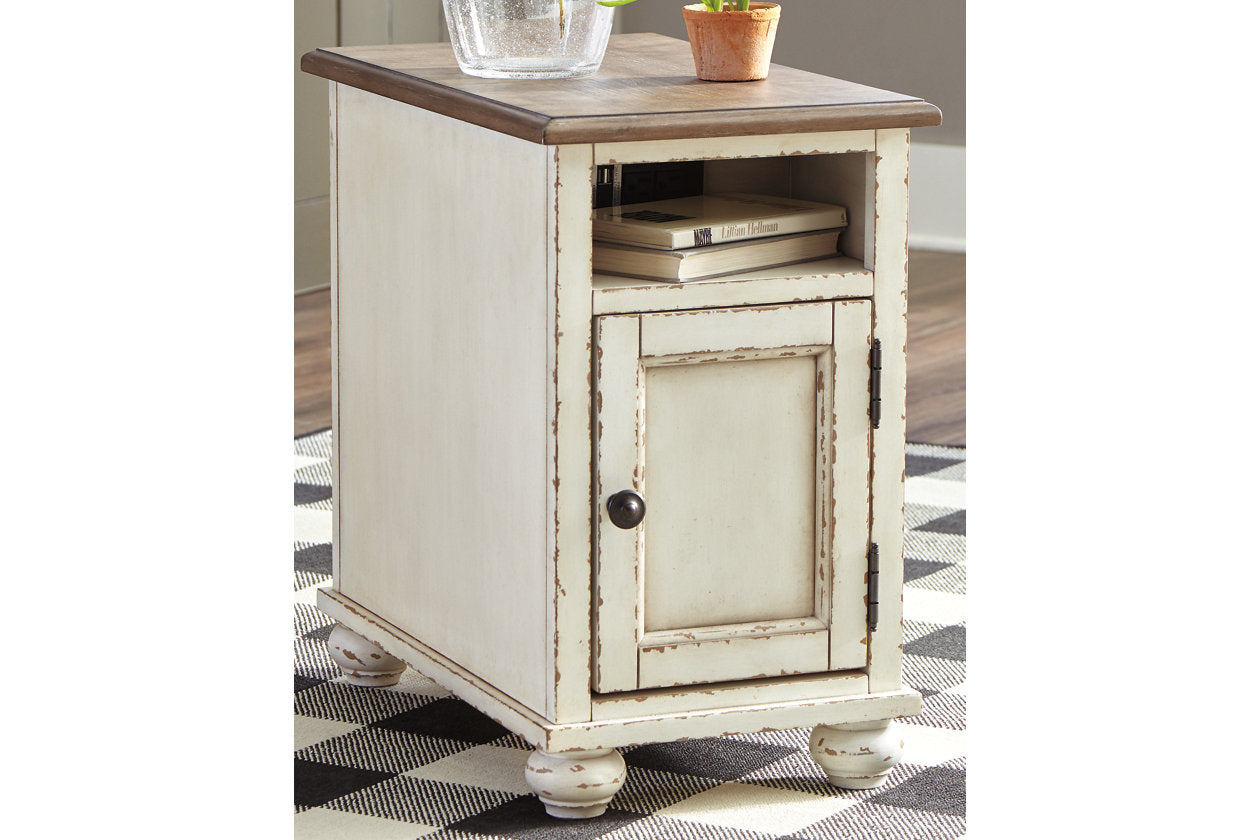 Realyn White/Brown Chairside End Table - T523-7 - Luna Furniture - Dallas Store