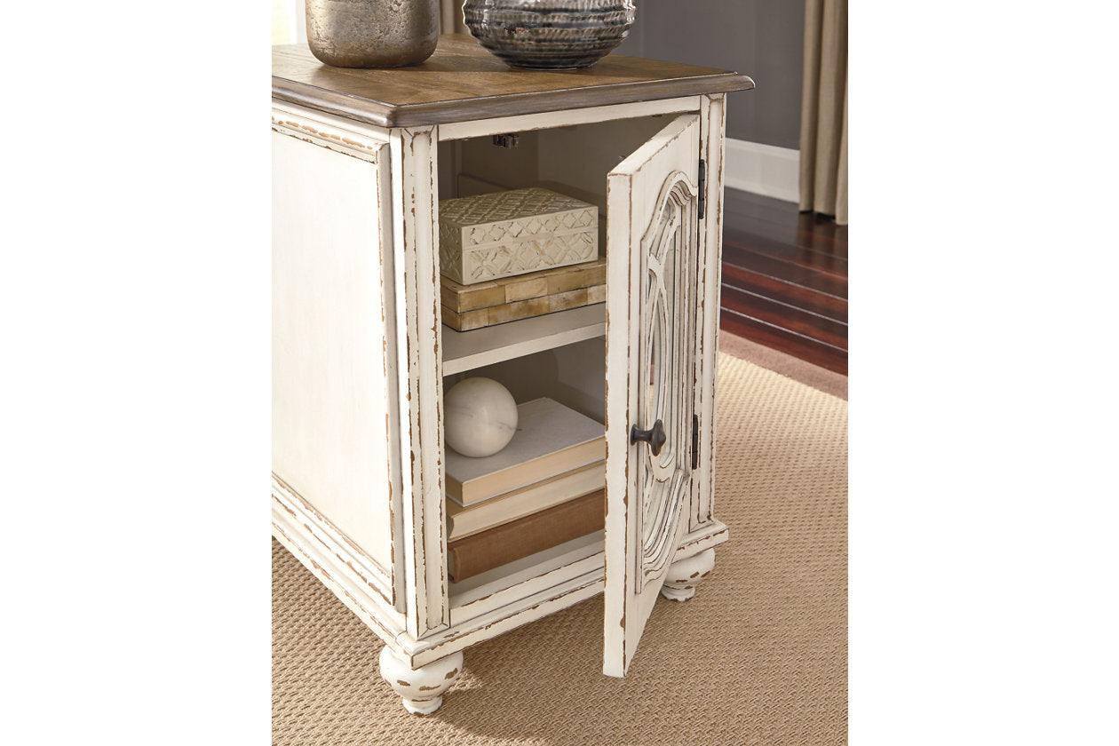 Realyn White/Brown Chairside End Table - T743-7 - Luna Furniture - Dallas Store