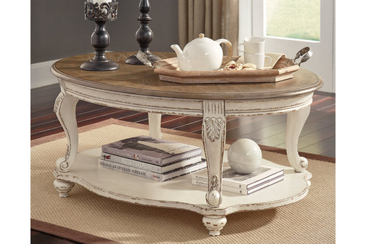 Realyn White/Brown Coffee Table - T743-0 - Luna Furniture - Dallas Store