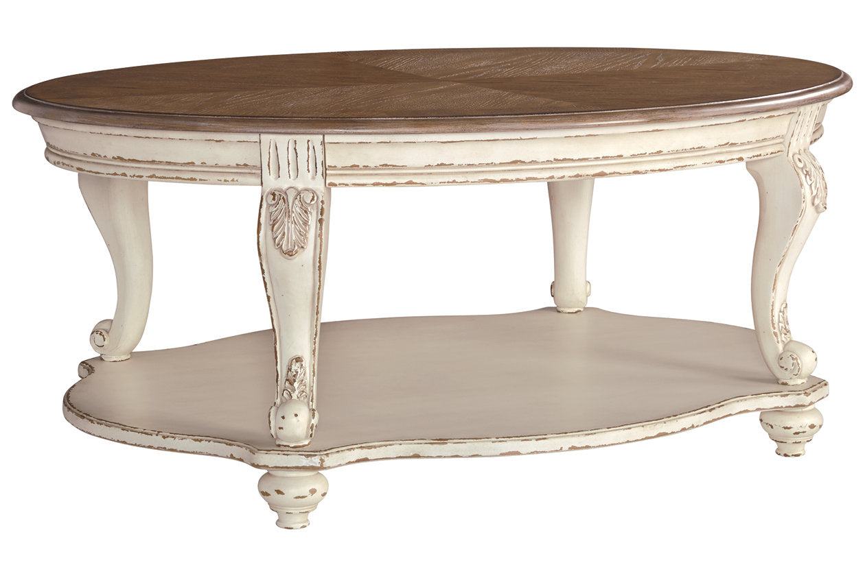 Realyn White/Brown Coffee Table - T743-0 - Luna Furniture - Dallas Store