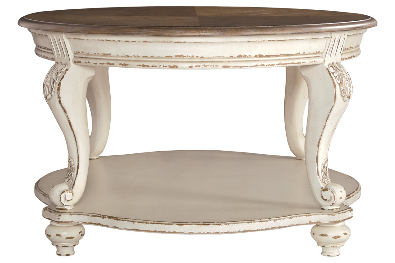 Realyn White/Brown Coffee Table - T743-0 - Luna Furniture - Dallas Store