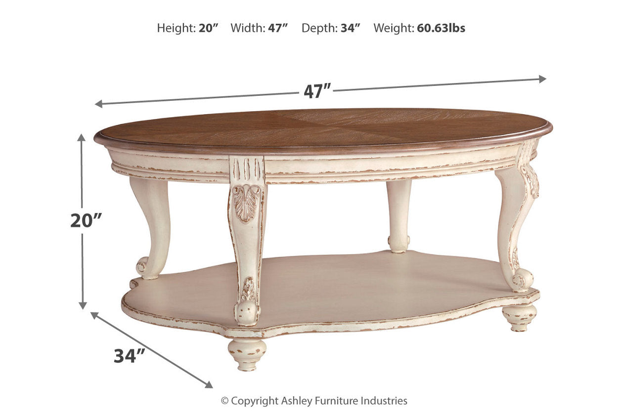 Realyn White/Brown Coffee Table - T743-0 - Luna Furniture - Dallas Store