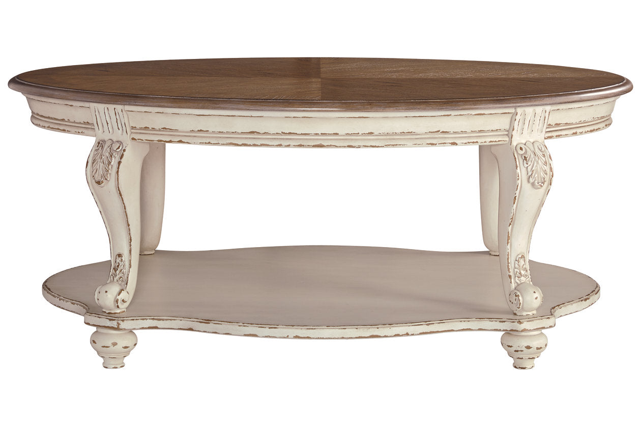 Realyn White/Brown Coffee Table - T743-0 - Luna Furniture - Dallas Store