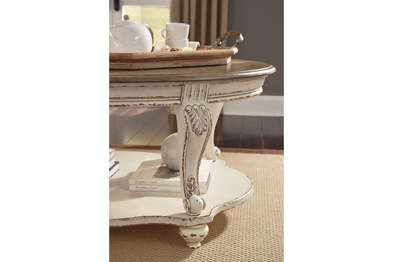 Realyn White/Brown Coffee Table - T743-0 - Luna Furniture - Dallas Store