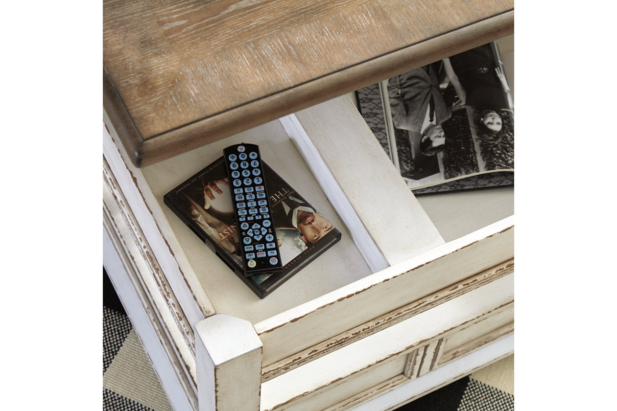 Realyn White/Brown Coffee Table with Lift Top - T523-9 - Luna Furniture - Dallas Store