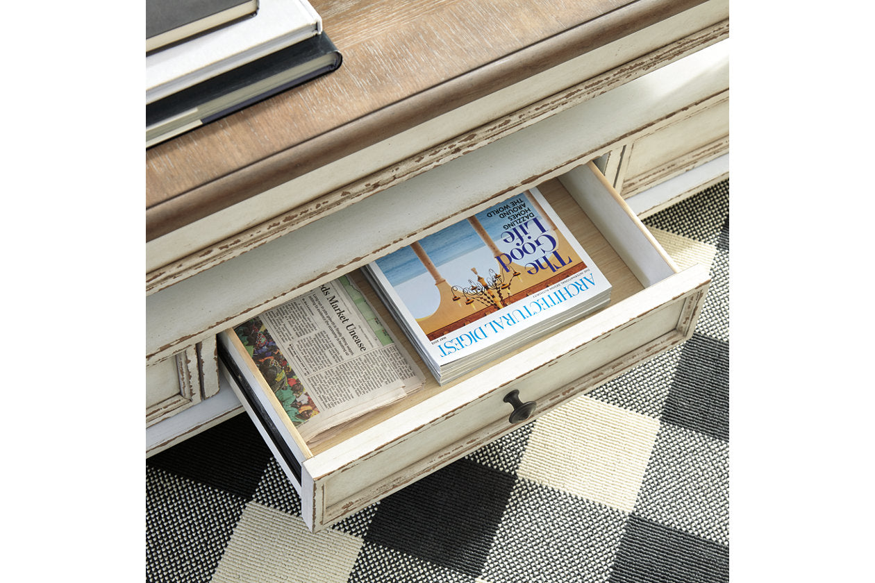 Realyn White/Brown Coffee Table with Lift Top - T523-9 - Luna Furniture - Dallas Store