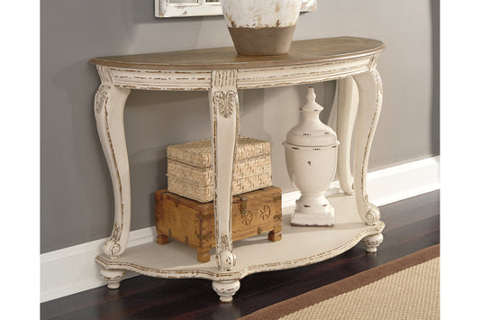 Realyn White/Brown Sofa Table - T743-4 - Luna Furniture - Dallas Store