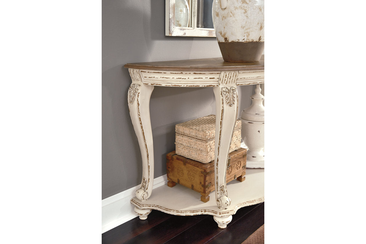 Realyn White/Brown Sofa Table - T743-4 - Luna Furniture - Dallas Store