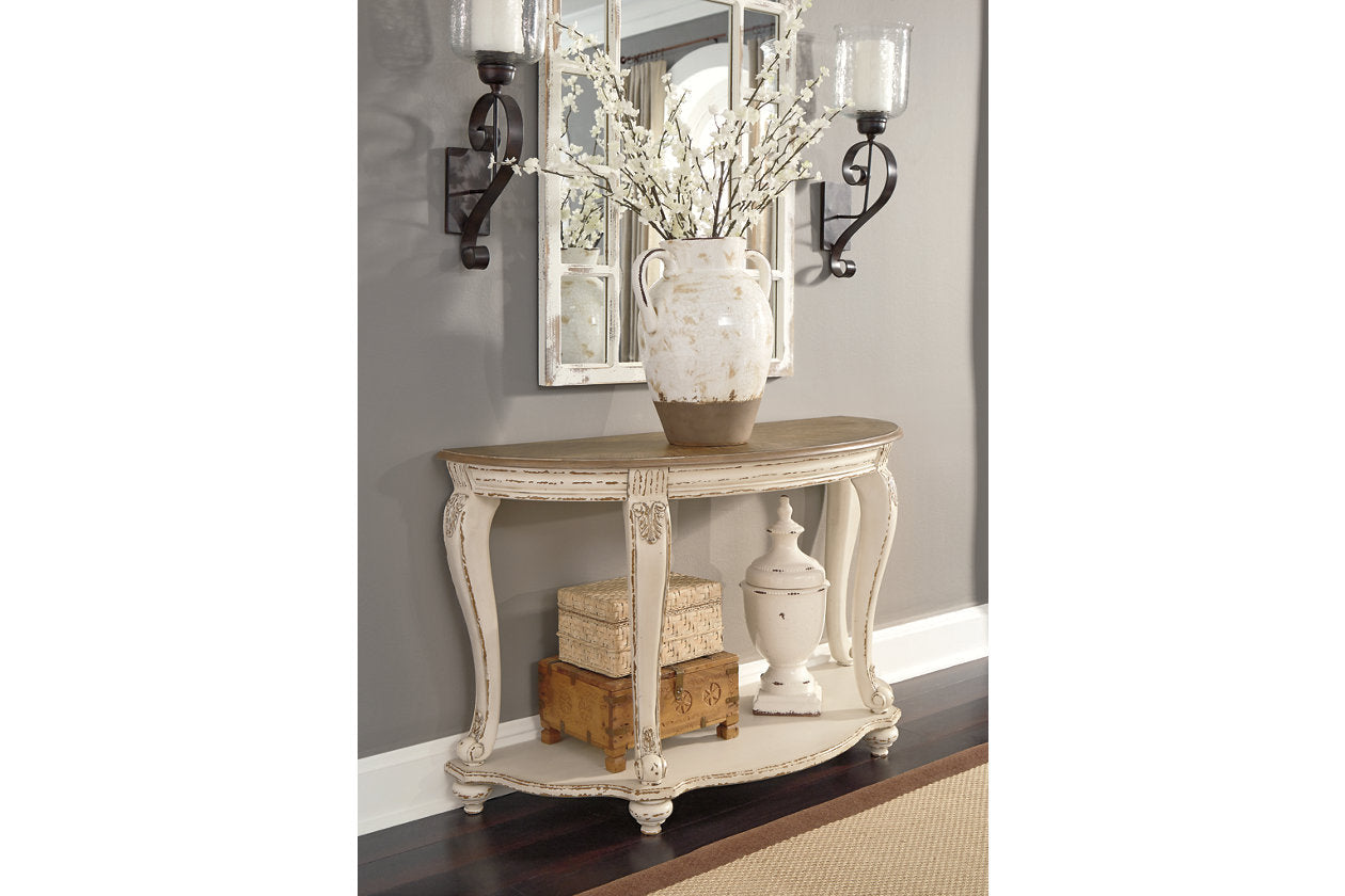 Realyn White/Brown Sofa Table - T743-4 - Luna Furniture - Dallas Store