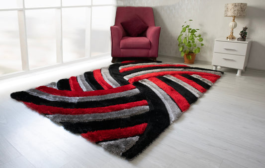 3D Shaggy Gray/Red 5X7 Area Rug - 3D333-GRY/RED-57 - Luna Furniture - Dallas Store