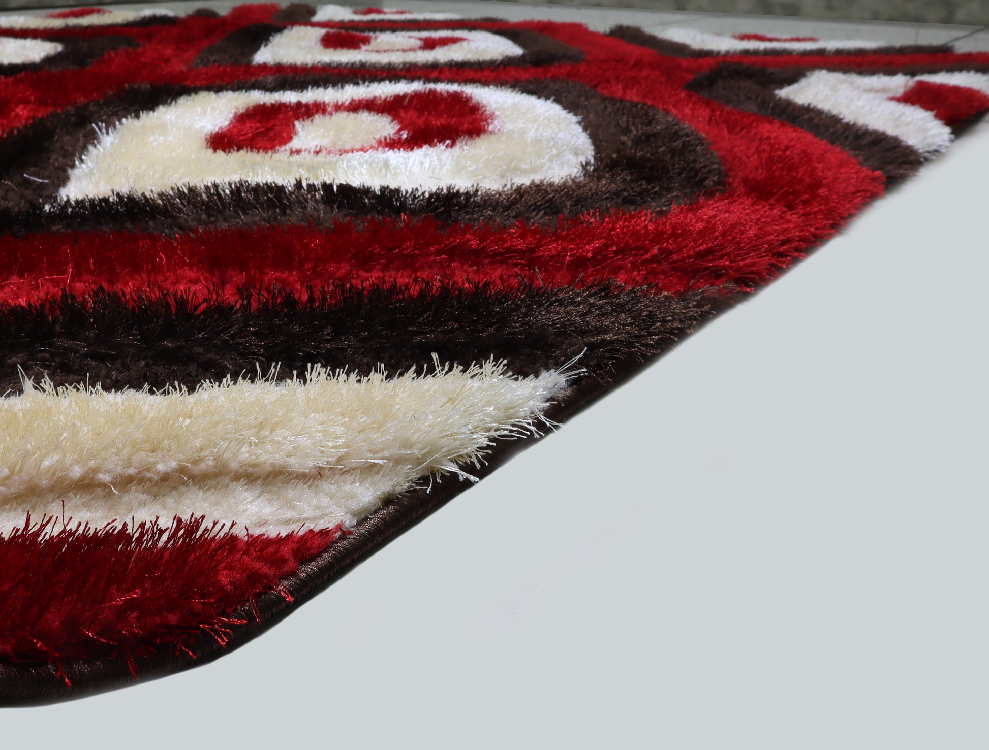 3D Shaggy Brown/Red 5X7 Area Rug - 3D151-BRW/RED-57 - Luna Furniture - Dallas Store