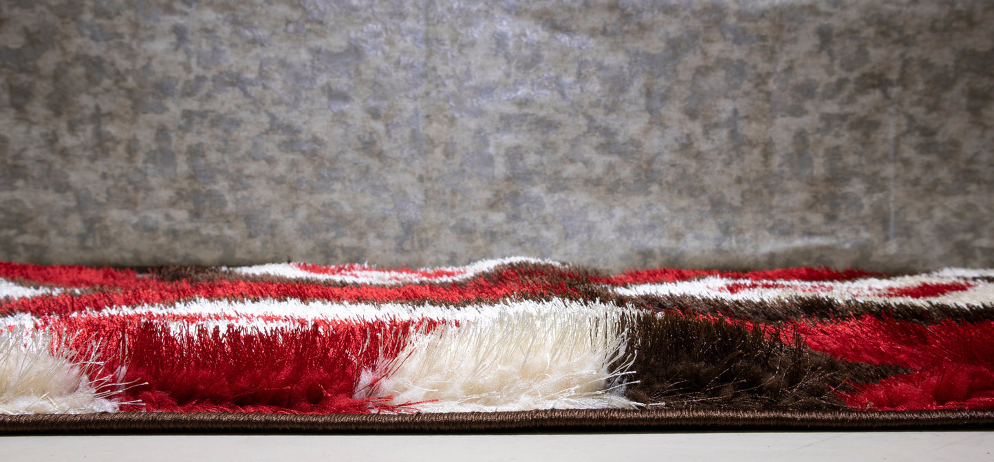 3D Shaggy Brown/Red 5X7 Area Rug - 3D151-BRW/RED-57 - Luna Furniture - Dallas Store