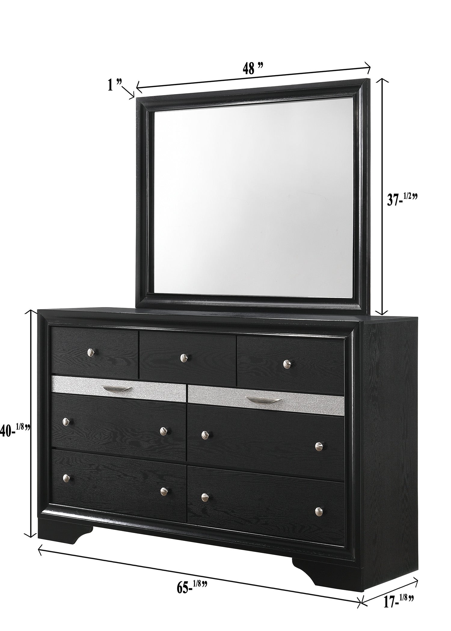 Regata Black/Silver Dresser - B4670-1 - Luna Furniture - Dallas Store