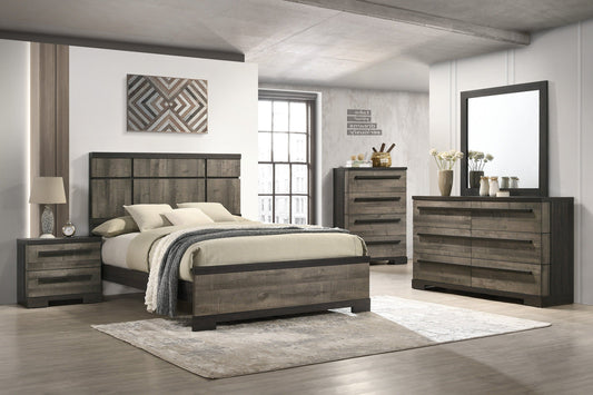 Remington Brown/Gray Panel Bedroom Set - SET | B8160-Q-HBFB | B8160-KQ-RAIL | B8160-2 | B8160-4 - Luna Furniture - Dallas Store