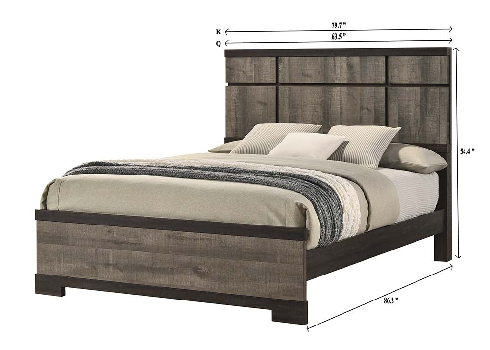 Remington Brown/Gray Queen Panel Bed - SET | B8160-Q-HBFB | B8160-KQ-RAIL | - Luna Furniture - Dallas Store