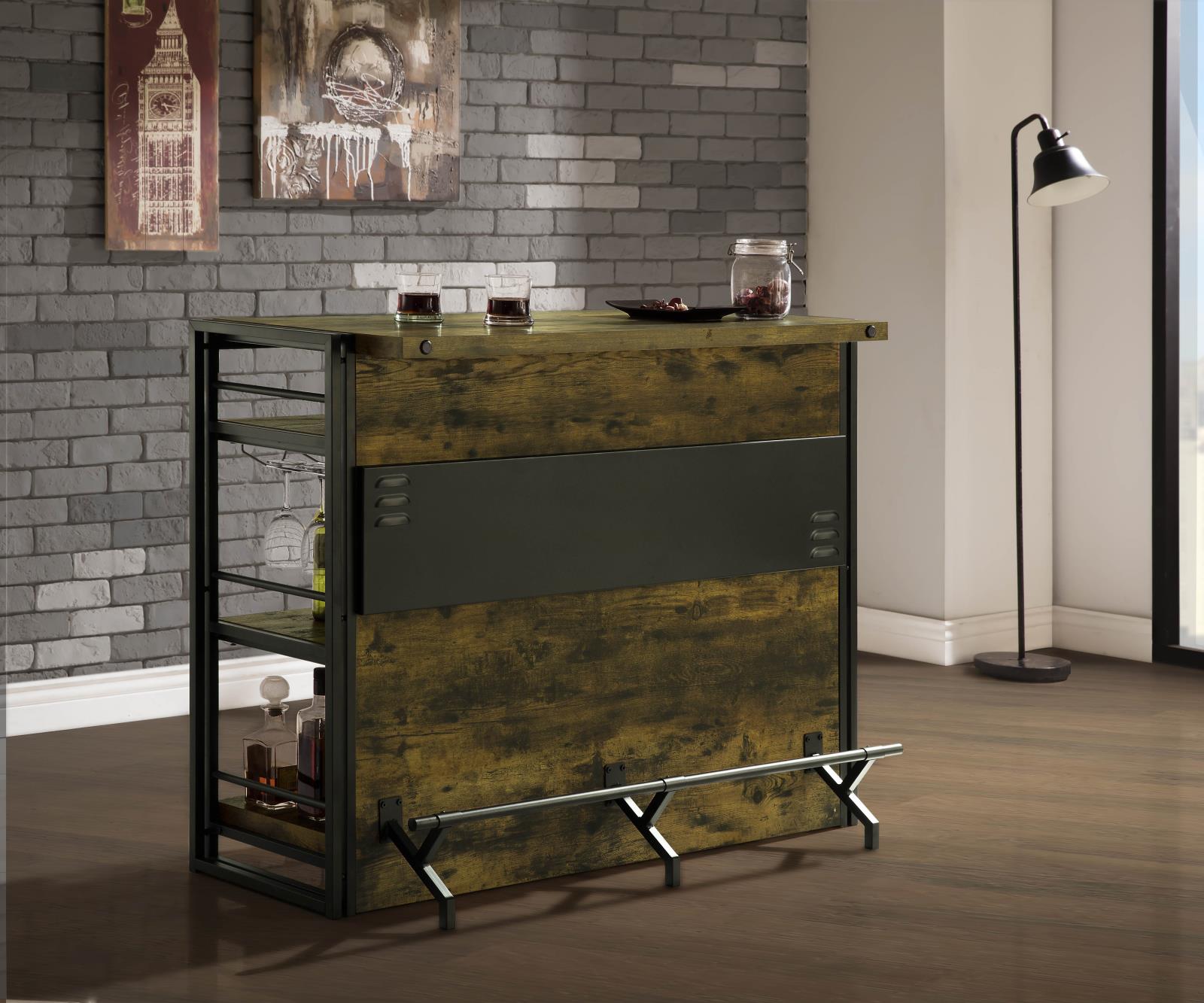 Renaldi Antique Nutmeg Bar Unit with Stemware Rack - 130071 - Luna Furniture - Dallas Store