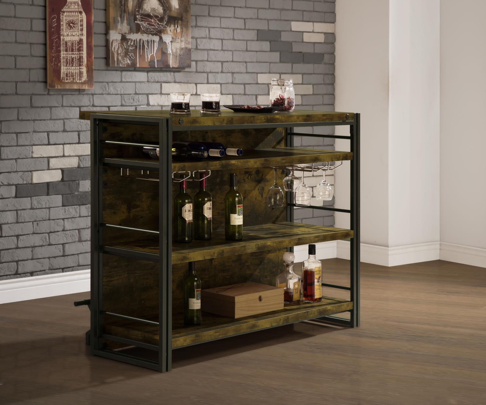 Renaldi Antique Nutmeg Bar Unit with Stemware Rack - 130071 - Luna Furniture - Dallas Store