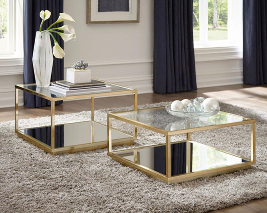 Renee 2-Piece Square Occasional Set Rose Brass - 722660 - Luna Furniture - Dallas Store