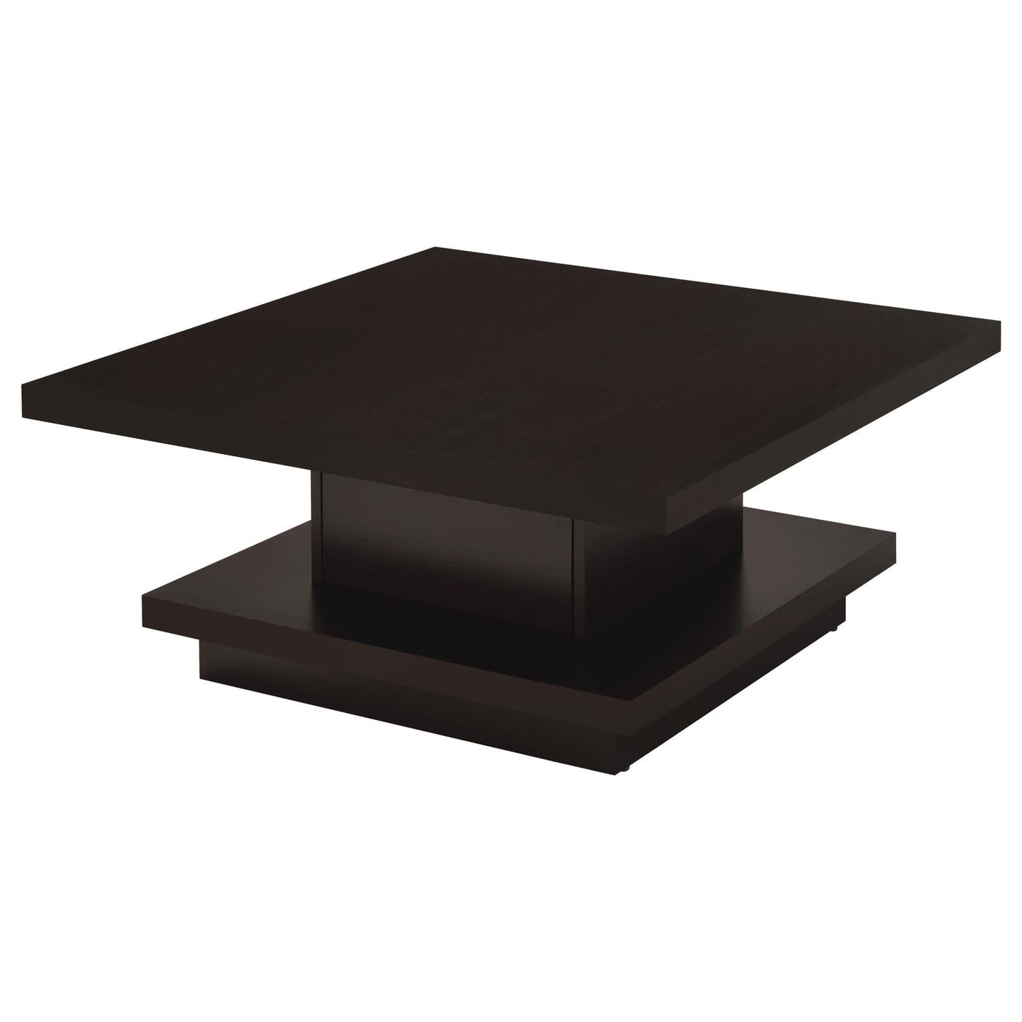 Reston Cappuccino Pedestal Square Coffee Table - 705168 - Luna Furniture - Dallas Store
