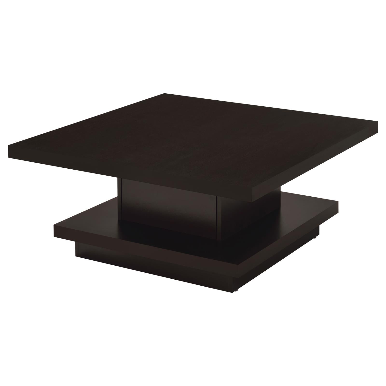 Reston Cappuccino Pedestal Square Coffee Table - 705168 - Luna Furniture - Dallas Store