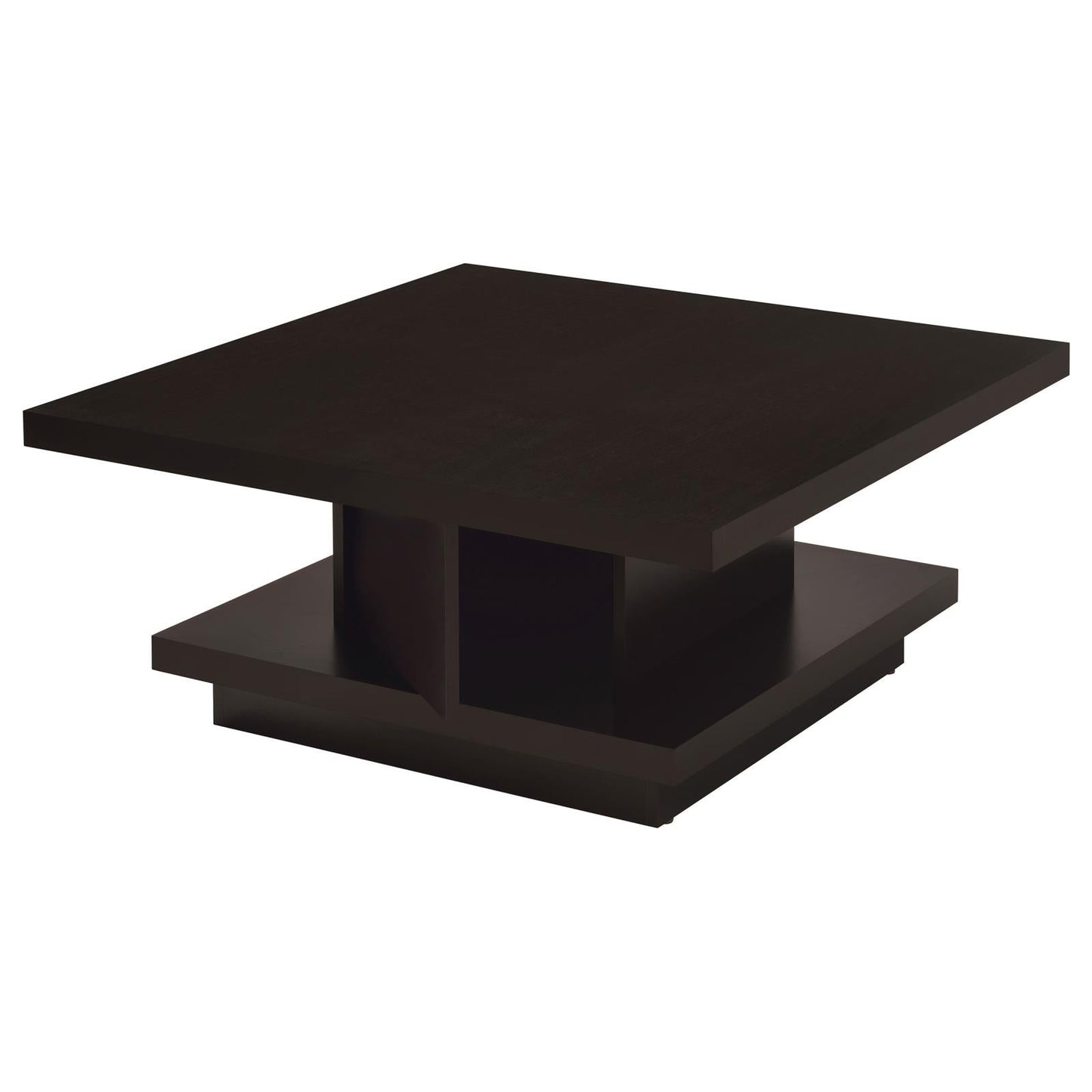 Reston Cappuccino Pedestal Square Coffee Table - 705168 - Luna Furniture - Dallas Store
