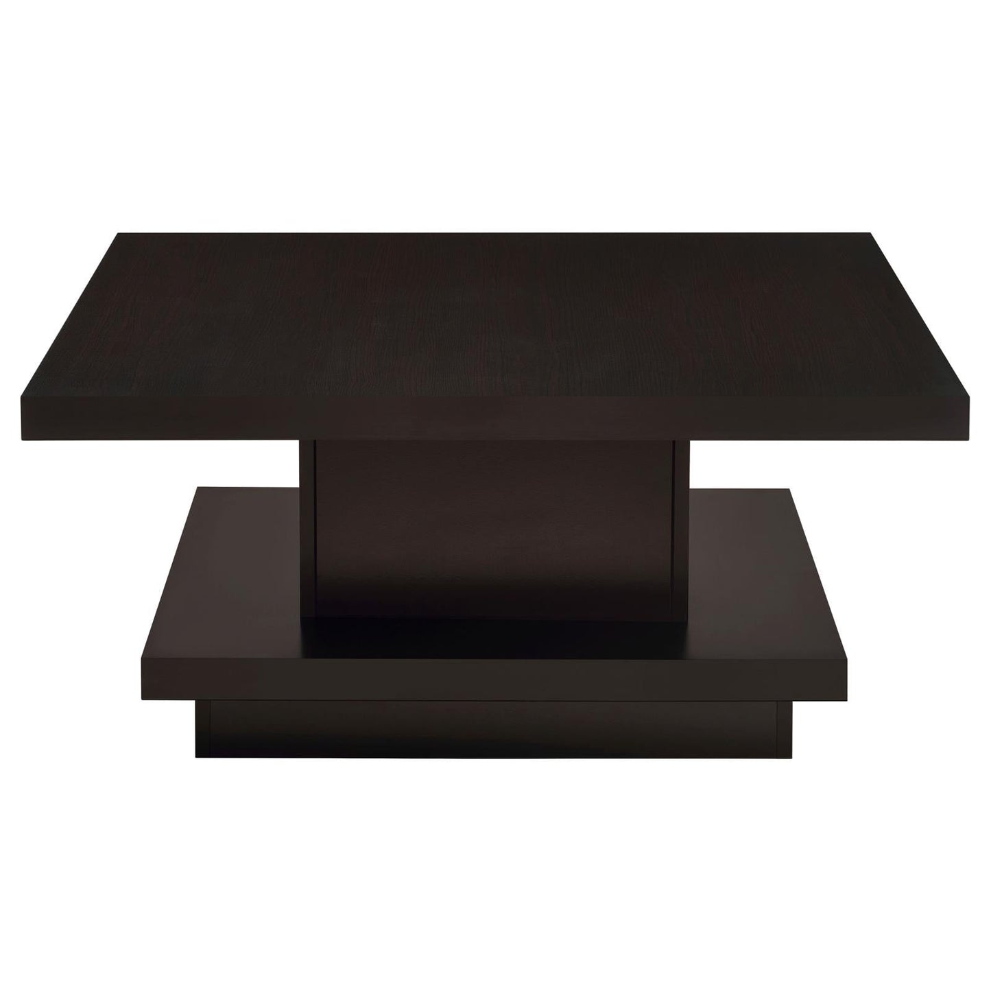 Reston Cappuccino Pedestal Square Coffee Table - 705168 - Luna Furniture - Dallas Store