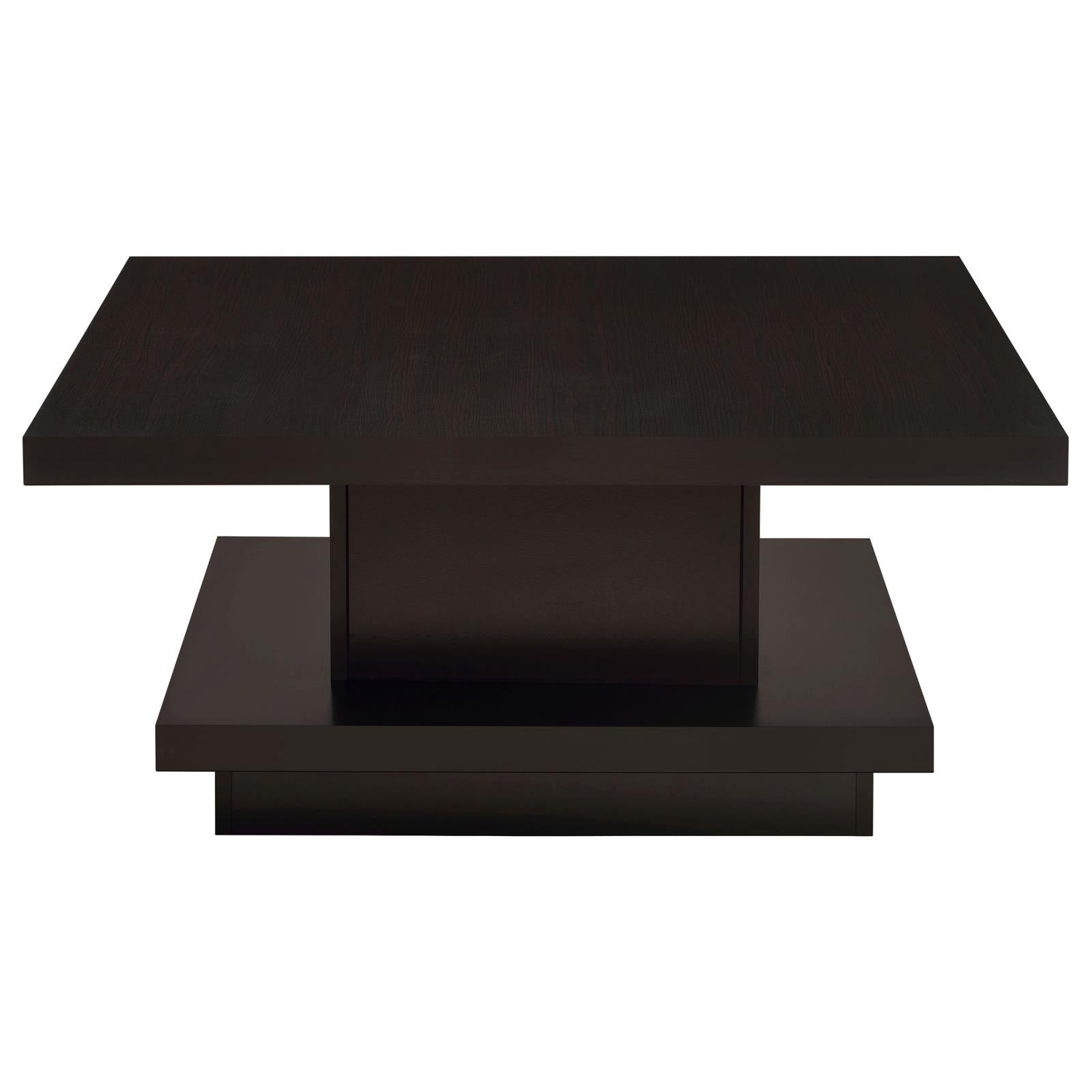 Reston Cappuccino Pedestal Square Coffee Table - 705168 - Luna Furniture - Dallas Store