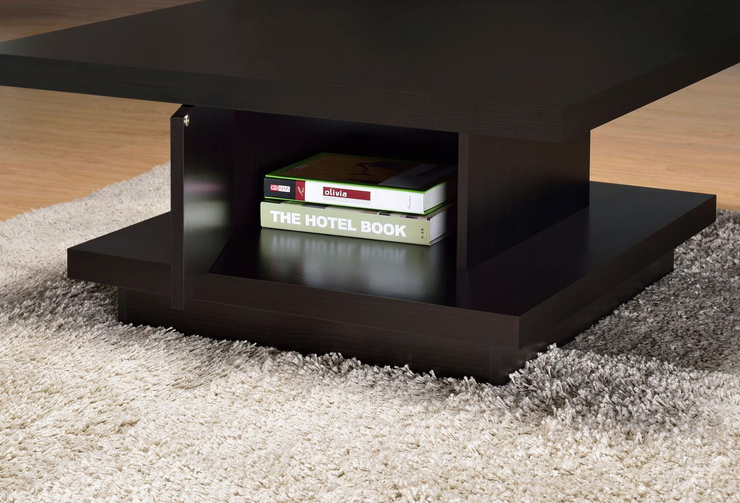Reston Cappuccino Pedestal Square Coffee Table - 705168 - Luna Furniture - Dallas Store