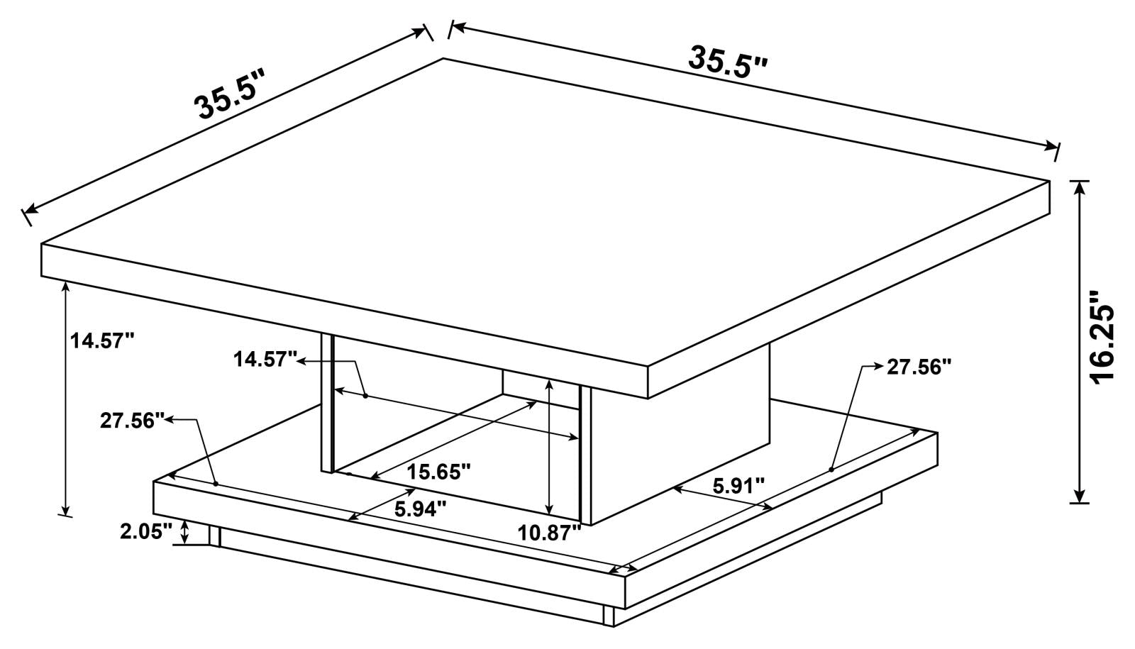 Reston Cappuccino Pedestal Square Coffee Table - 705168 - Luna Furniture - Dallas Store