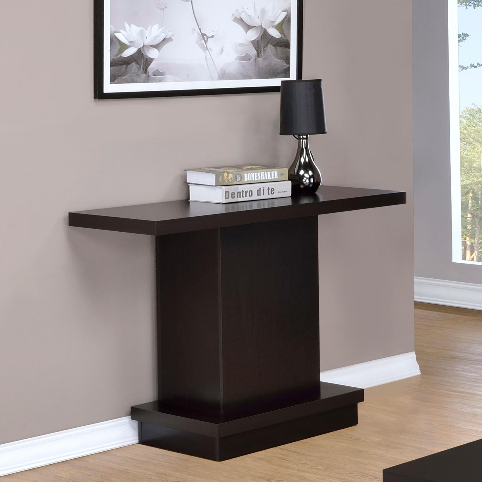 Reston Pedestal Sofa Table Cappuccino - 705169 - Luna Furniture - Dallas Store