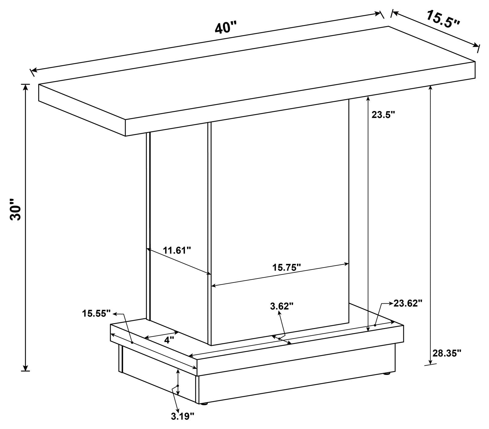 Reston Pedestal Sofa Table Cappuccino - 705169 - Luna Furniture - Dallas Store