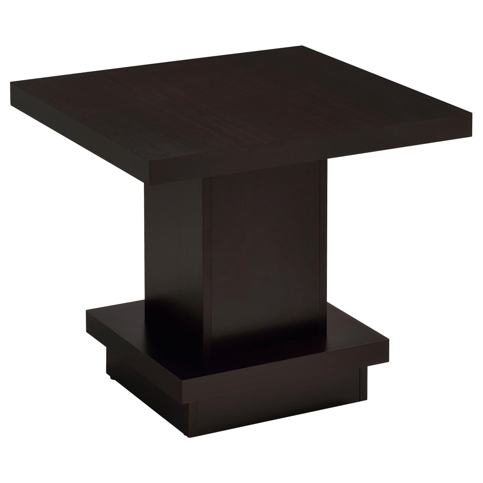Reston Pedestal Square End Table Cappuccino - 705167 - Luna Furniture - Dallas Store