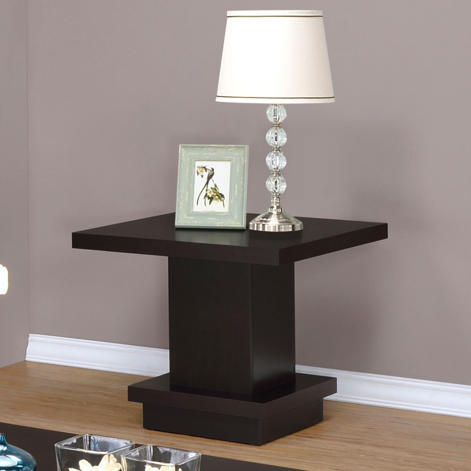 Reston Pedestal Square End Table Cappuccino - 705167 - Luna Furniture - Dallas Store