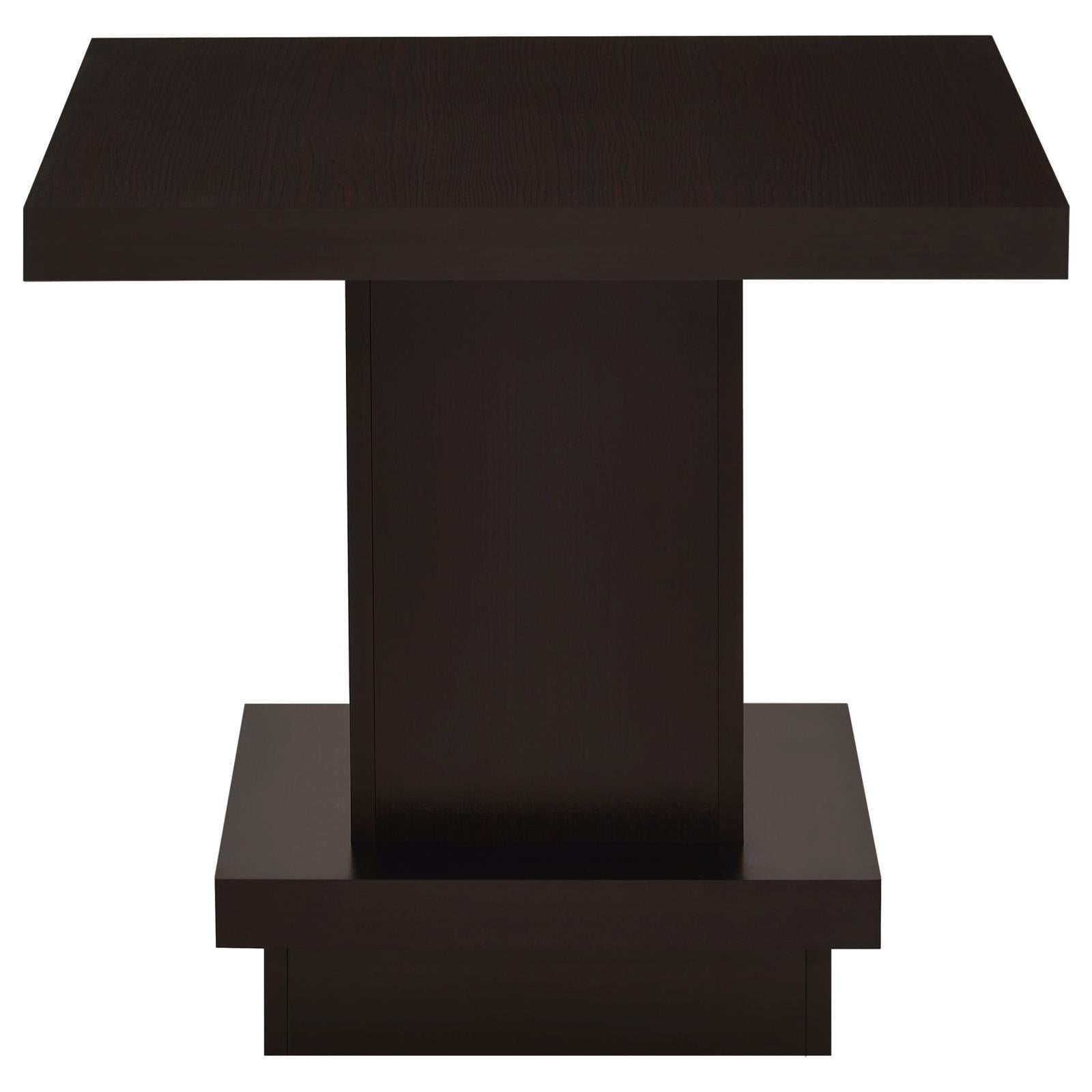 Reston Pedestal Square End Table Cappuccino - 705167 - Luna Furniture - Dallas Store