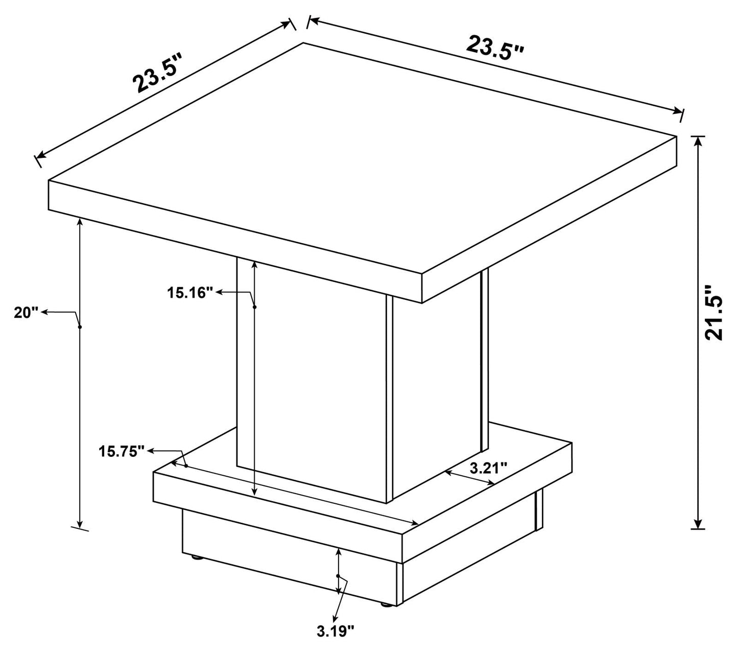 Reston Pedestal Square End Table Cappuccino - 705167 - Luna Furniture - Dallas Store