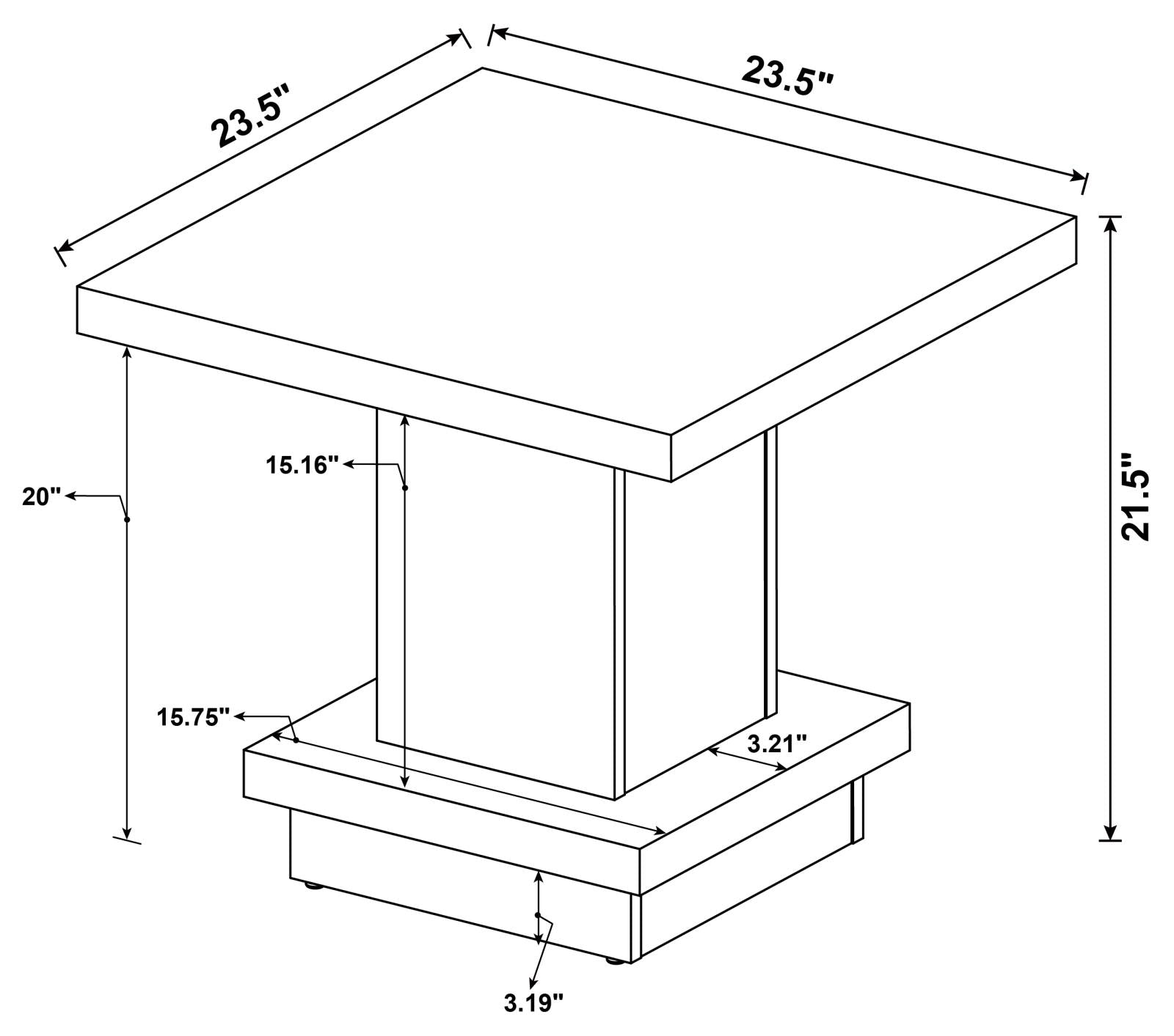Reston Pedestal Square End Table Cappuccino - 705167 - Luna Furniture - Dallas Store