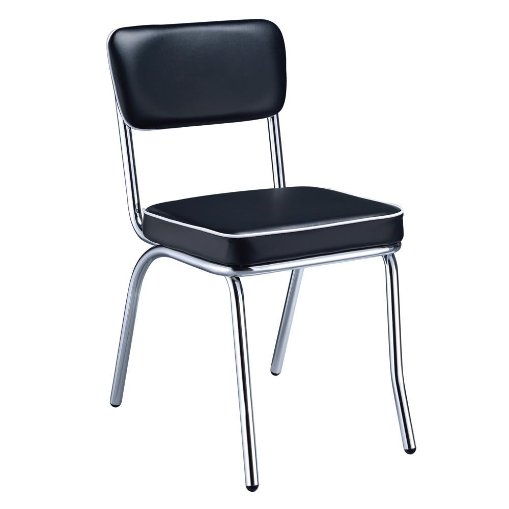 Retro Black/Chrome Open Back Side Chairs, Set of 2 - 2066 - Luna Furniture - Dallas Store