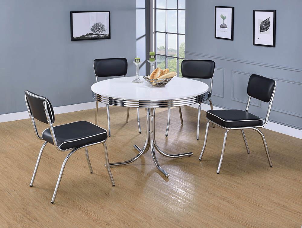 Retro Black/Chrome Open Back Side Chairs, Set of 2 - 2066 - Luna Furniture - Dallas Store